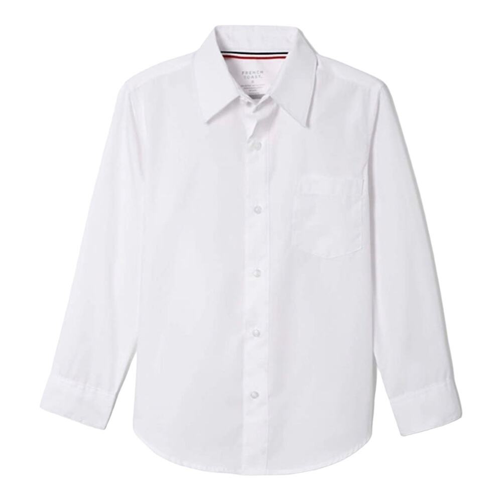 NWT French Toast White Long Sleeve Classic Dress Collared Shirt - Size 8